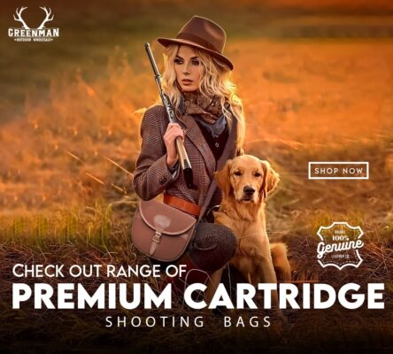 brown canvas cartridge bag, leather cartridge bag, brown canvas leather shooting bag