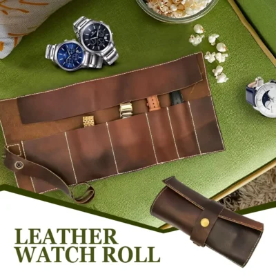 leather watch rolls, cognac watch roll
