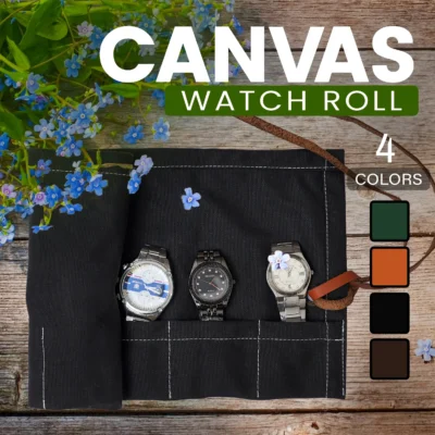 canvas watch roll, black watch roll