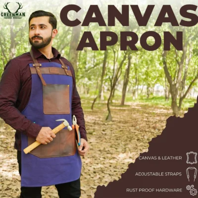 canvas apron, leather apron