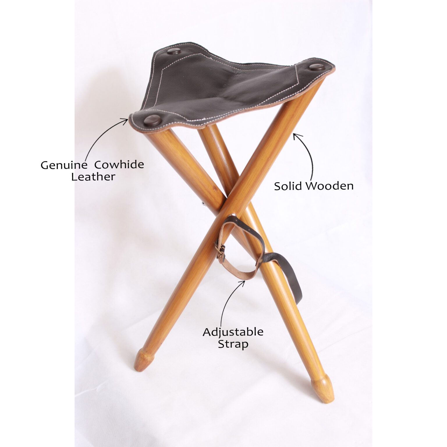 Leather Folding Tripod Camping Stool