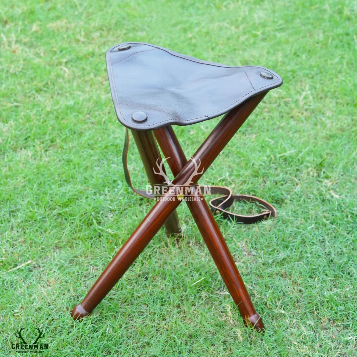 Leather Folding Tripod Camping Stool