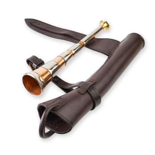 4 band hunting horn, hunitng horn with leather case, 4 band fox hunting horn