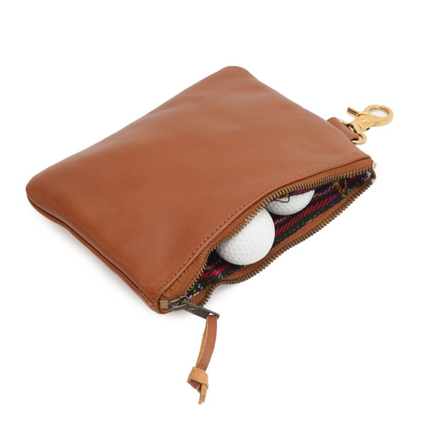 leather golf ball pouch, leather golf ball bag