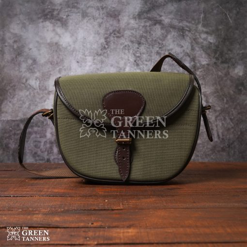 Green Canvas cartridge Bag, Canvas Leather Cartridge Bag, Cartridge Bag
