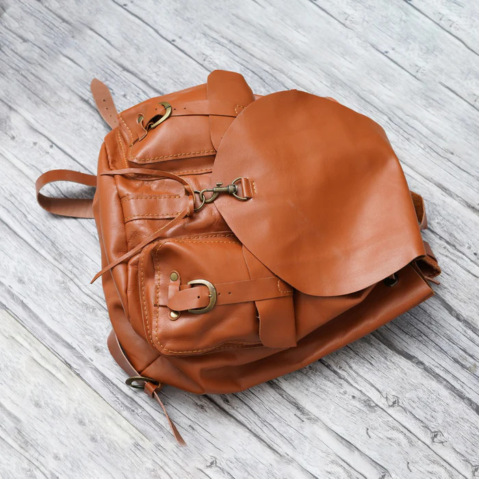 leather backpack, leather bag, tan leather backpack