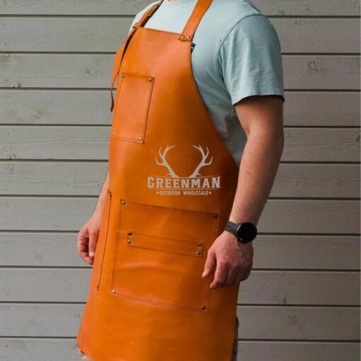 leather work apron, Tan leather apron, tan color apron