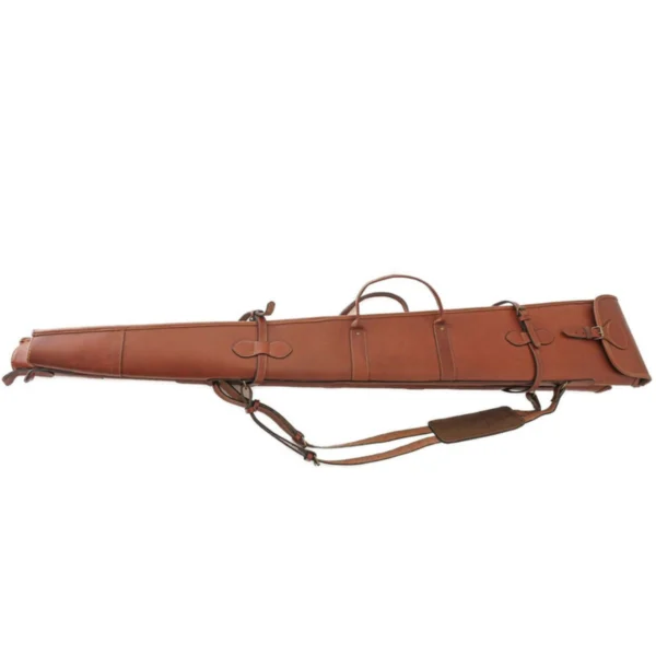 double brown leather shotgun case, leather gun slip case