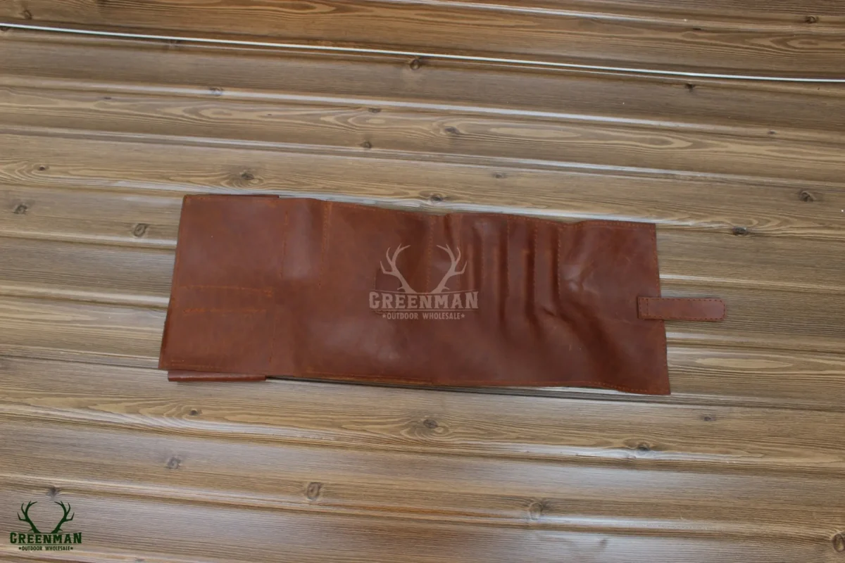 leather pencil roll, leather pencil case, leather pen roll