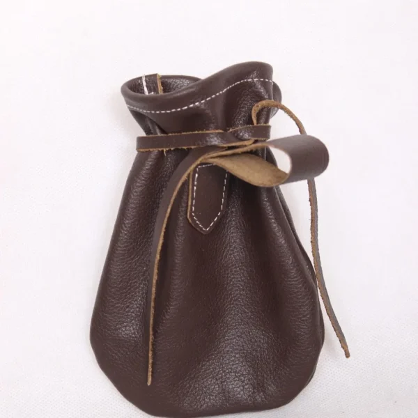 leather coin pouch, dark brown coin pouch