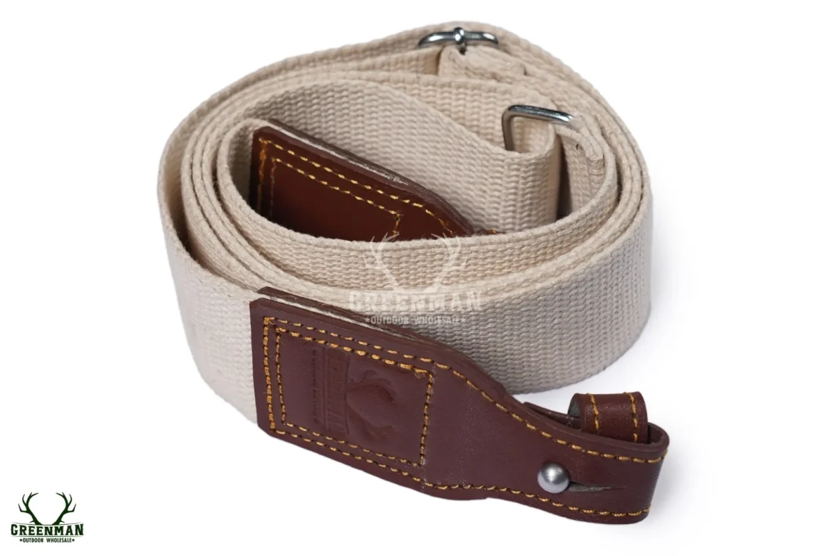 shotgun sling, brown with white gun sling