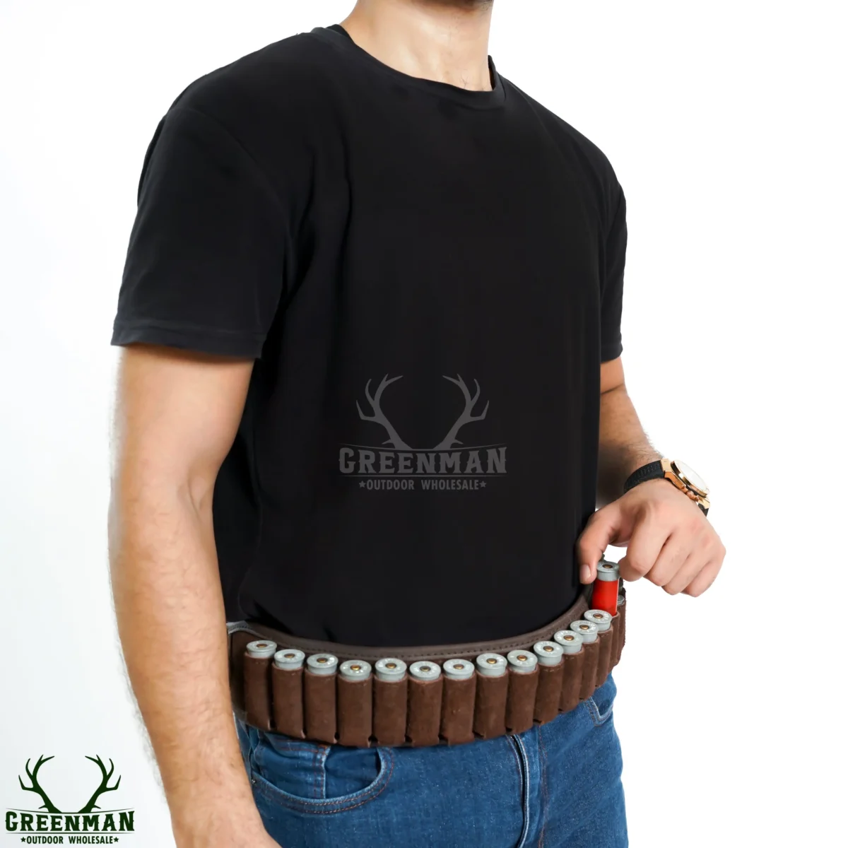 distressed leather cartridge belt