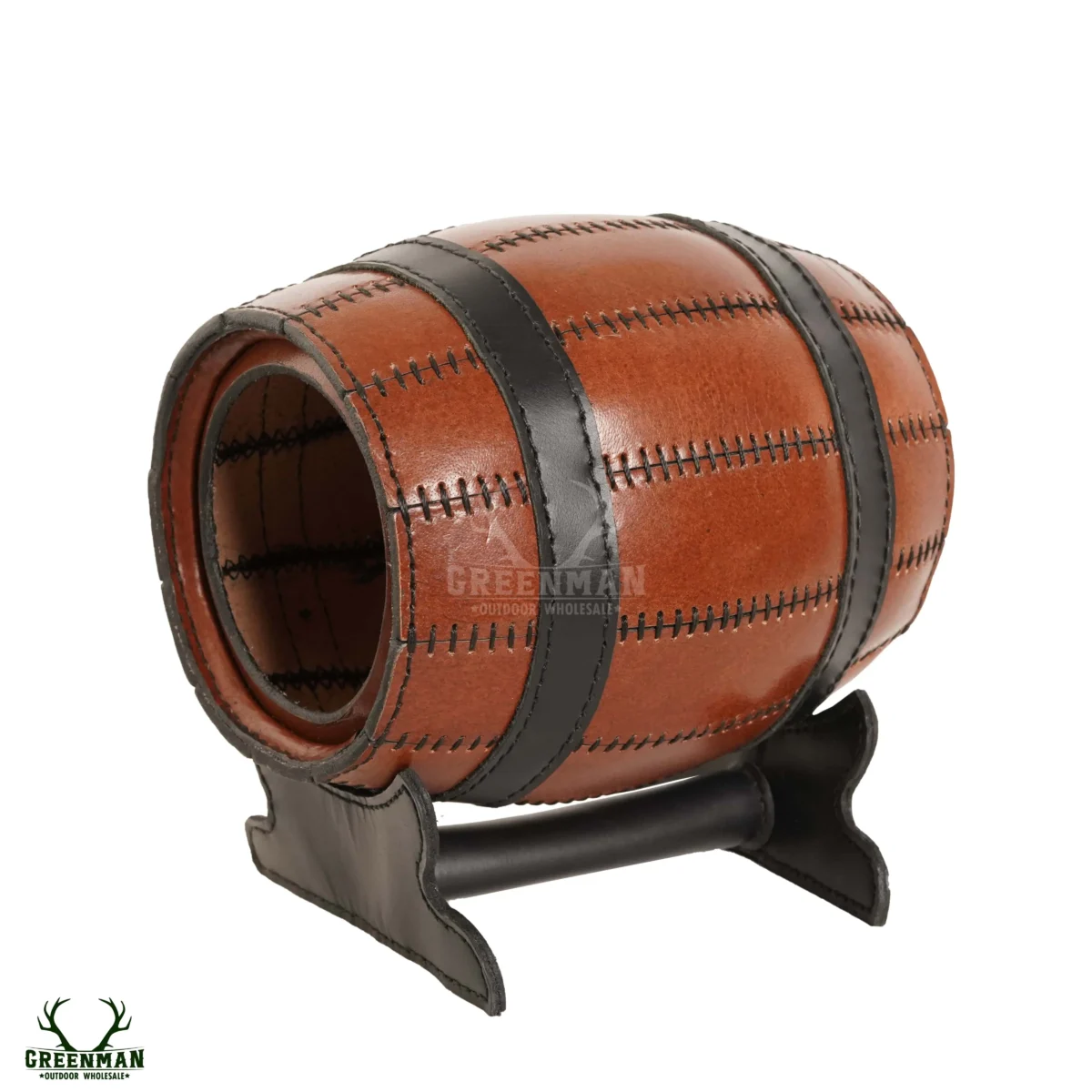 leather barrel bottle holder