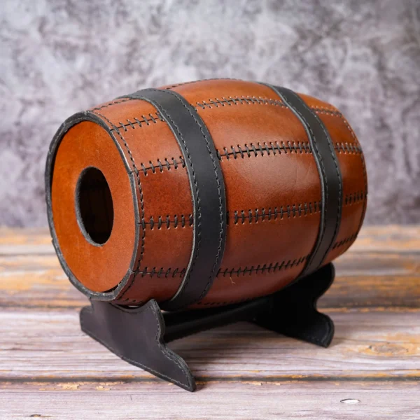 leather barrel bottle holder