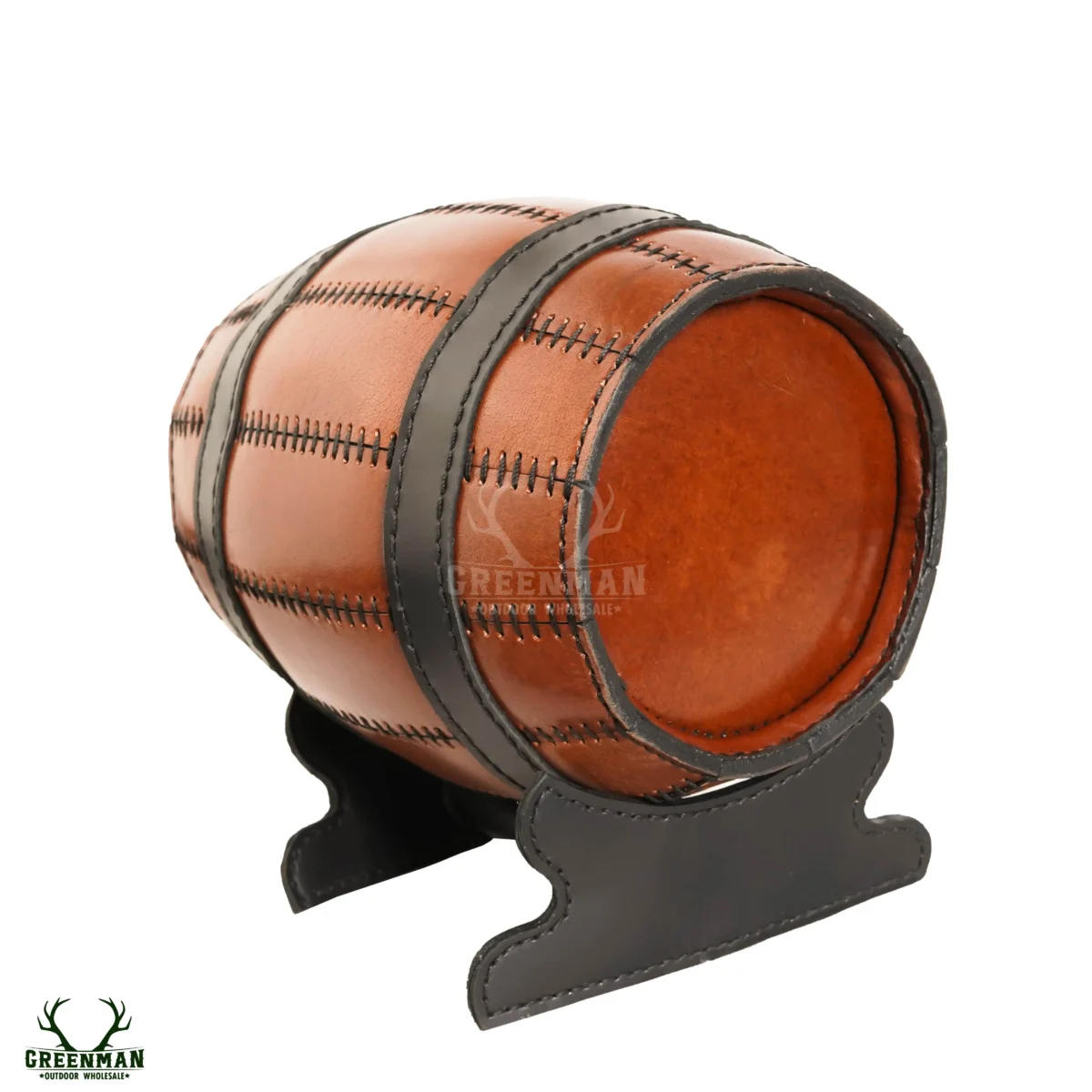 leather barrel bottle holder