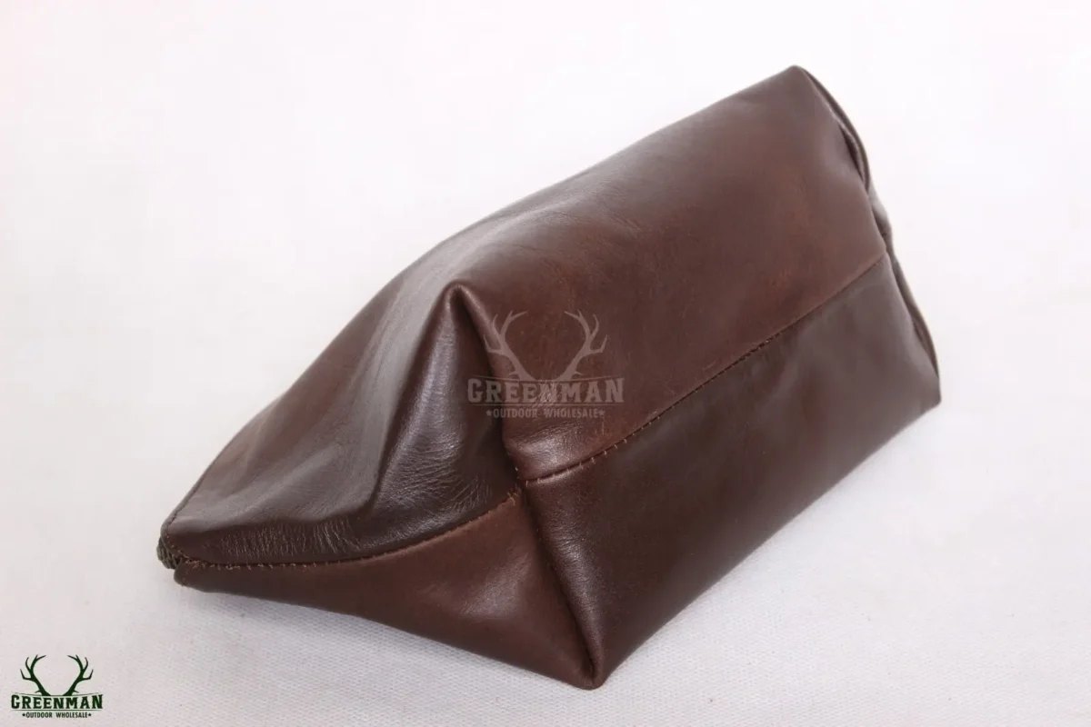 leather makeup bag, brown leather makeup bag