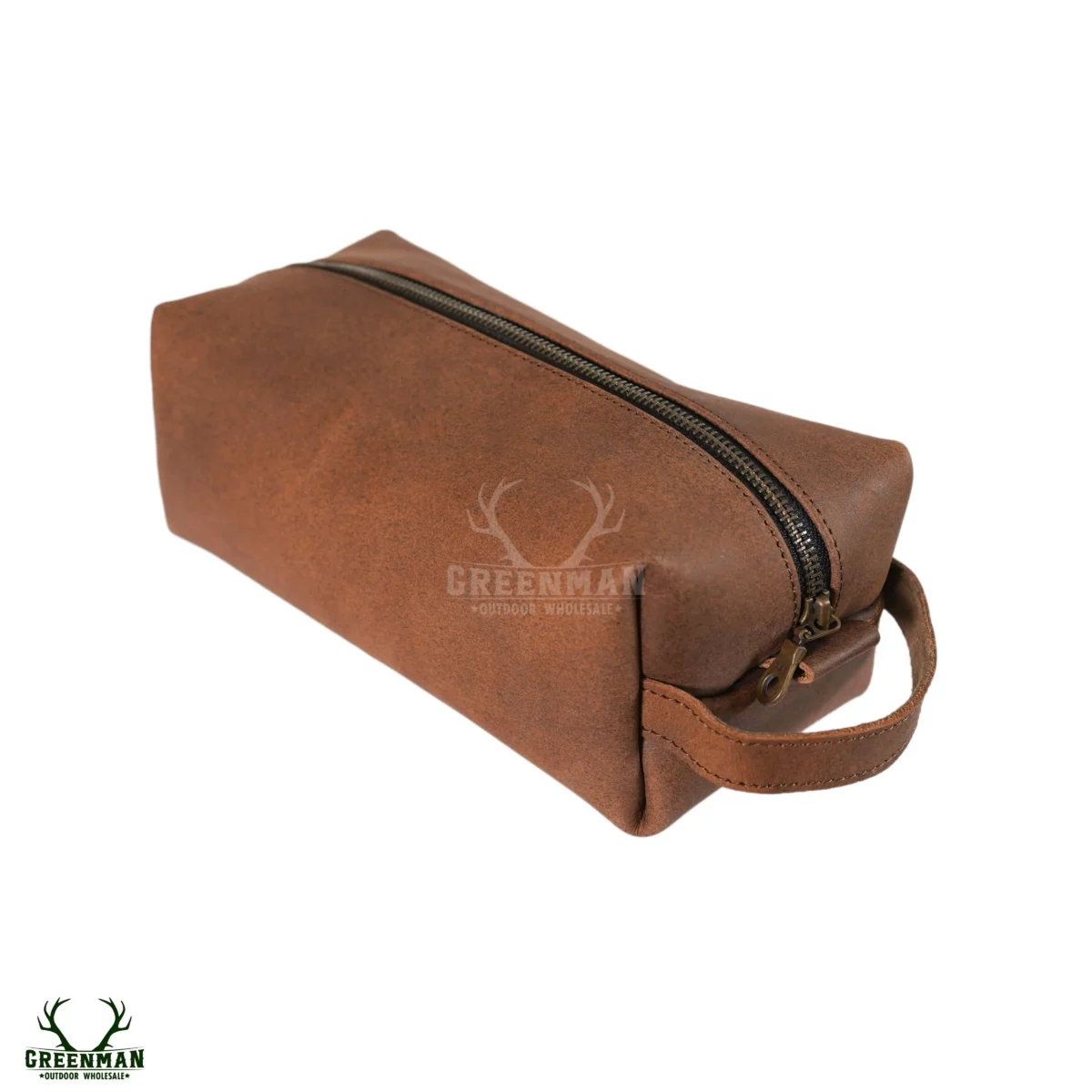 brown leather toiletry bag, toiletry bag