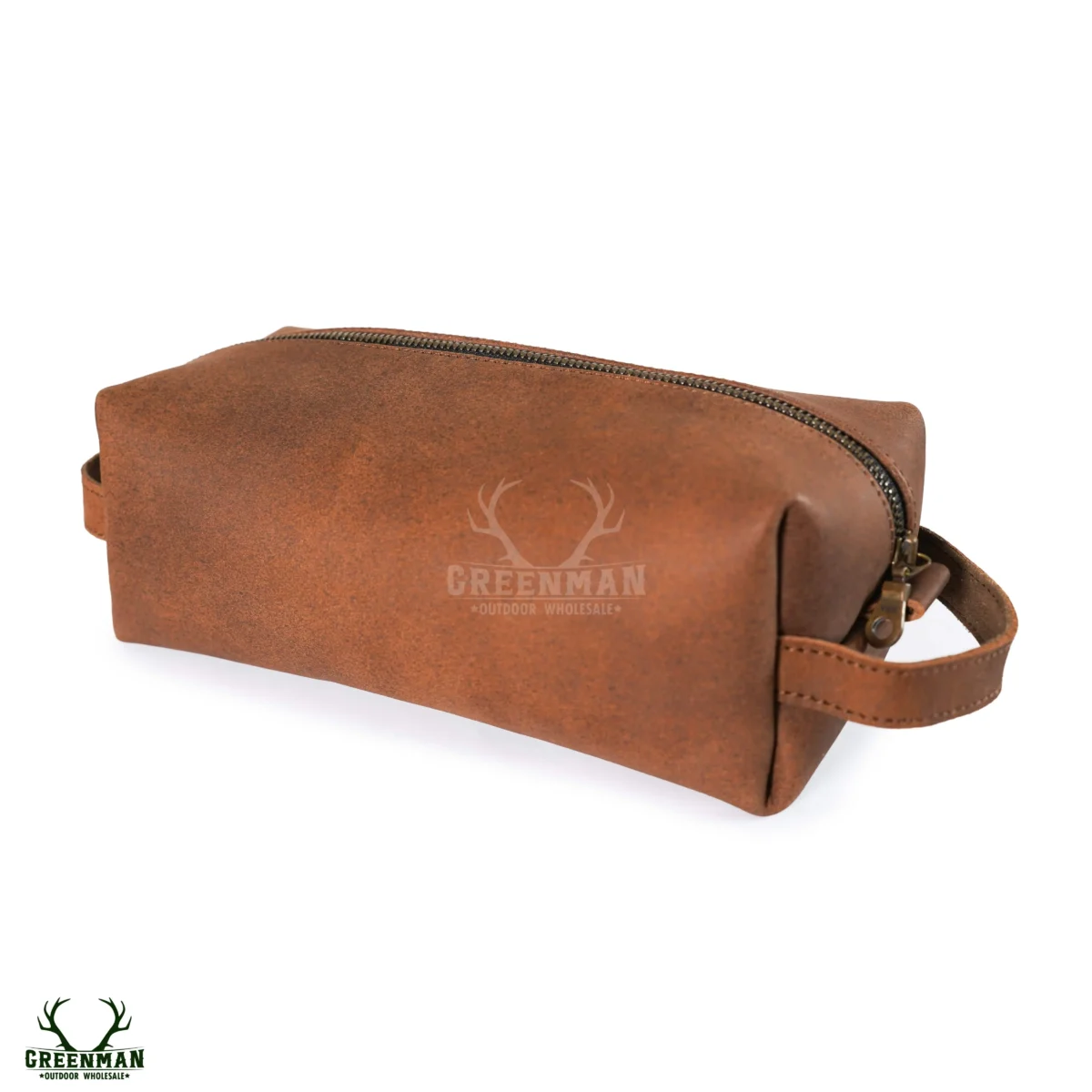 brown leather toiletry bag, toiletry bag