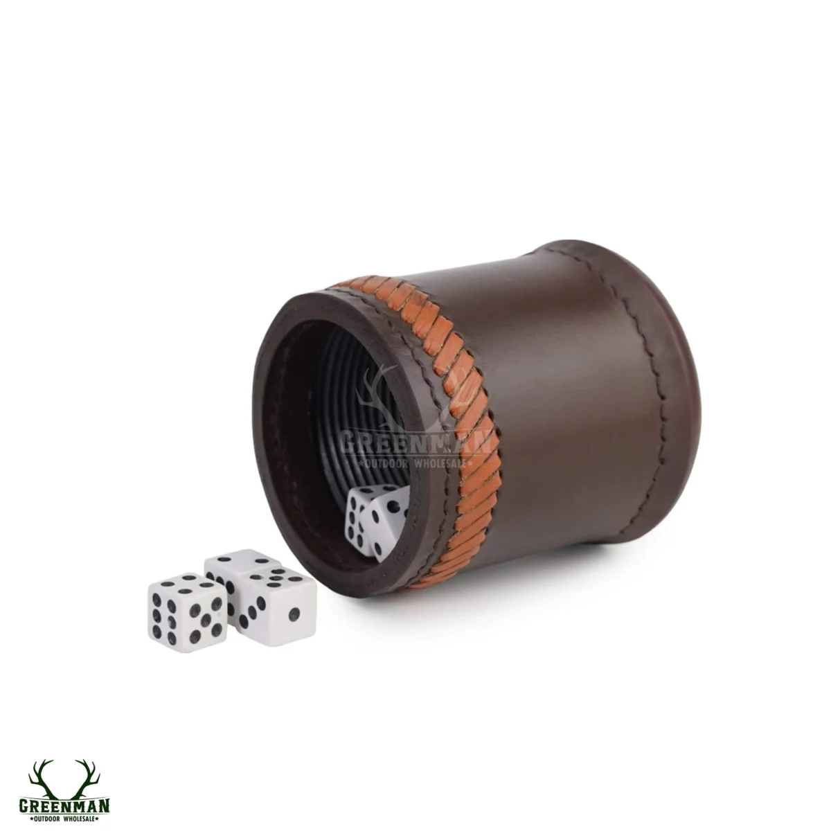 leather dice cups, brown leather dice cups with ribbed interior