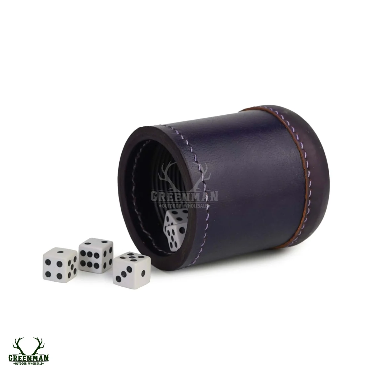 leather dice cup, leather dice shaker, purple dice cup