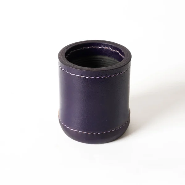 leather dice cup, leather dice shaker, purple dice cup