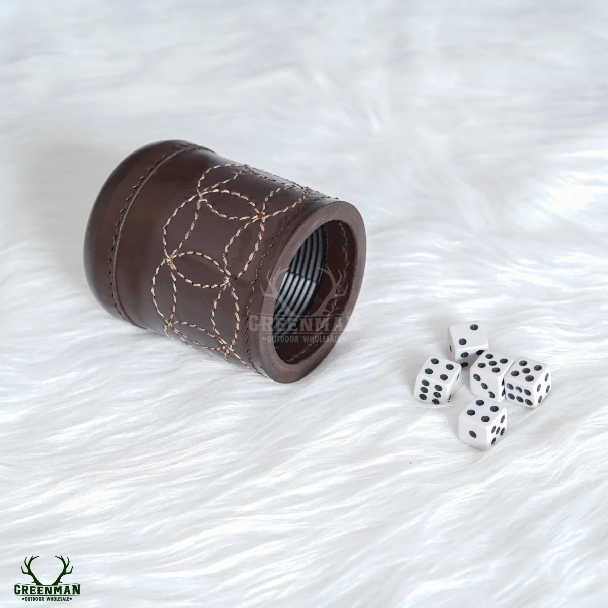 Commercial Quality Leather Dice Cup With 5 Dice – Ribbed Walls By Sunshine Hut