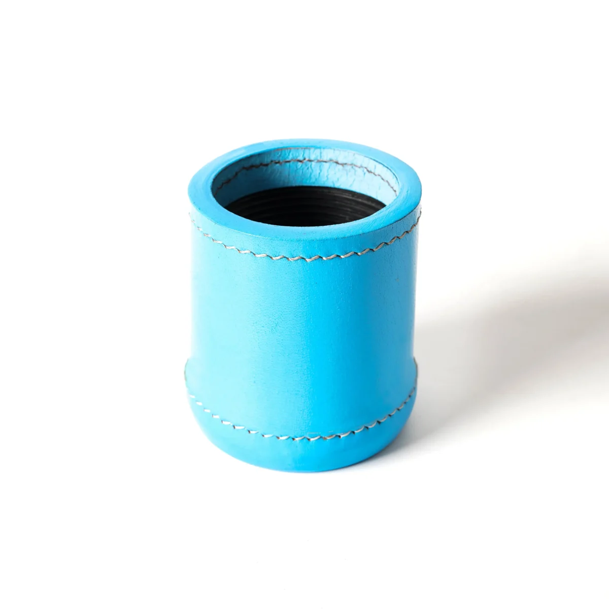 leather dice cup, blue leather dice shaker, ribbed interior leather dice cup quiet while shaking
