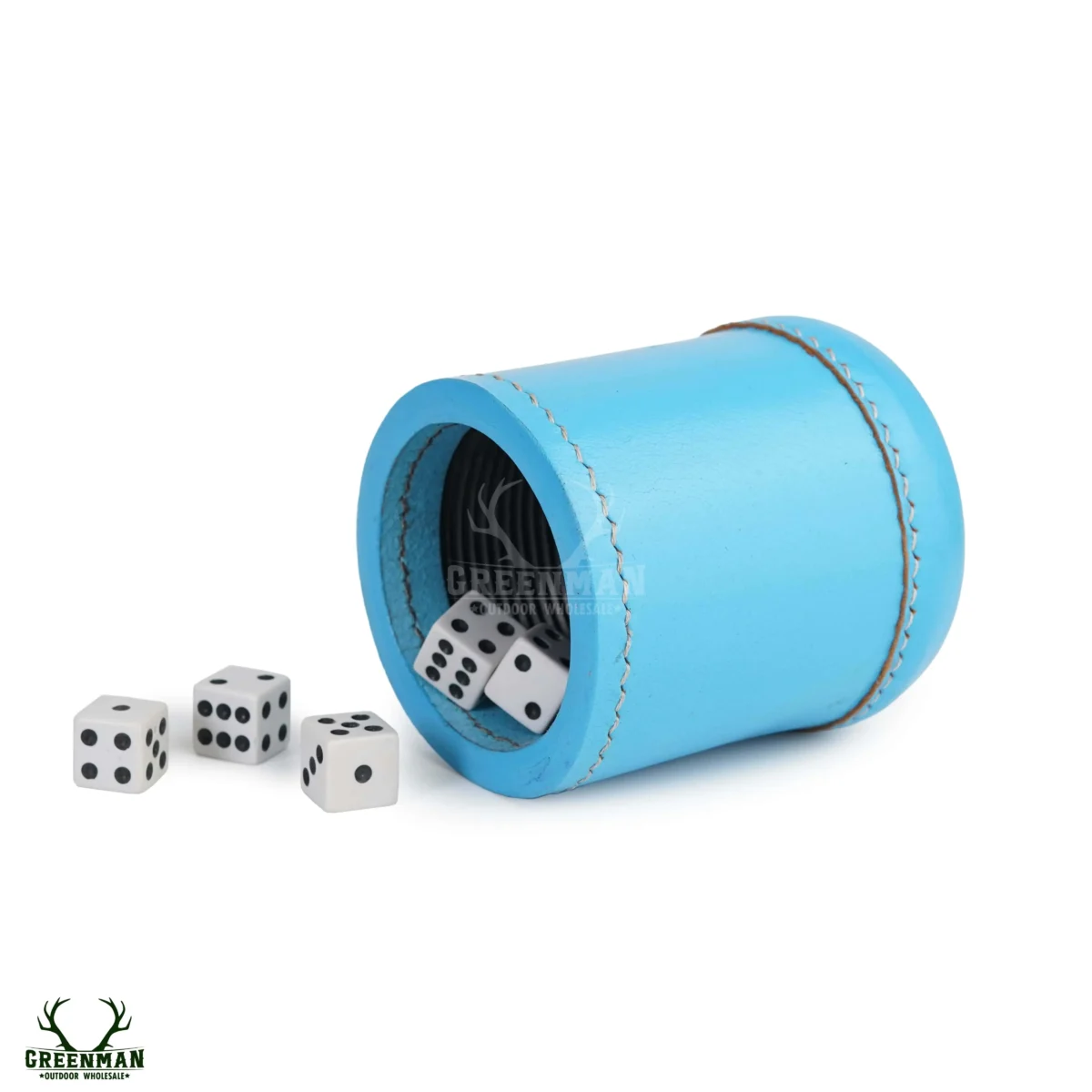 leather dice cup, blue leather dice shaker, ribbed interior leather dice cup quiet while shaking