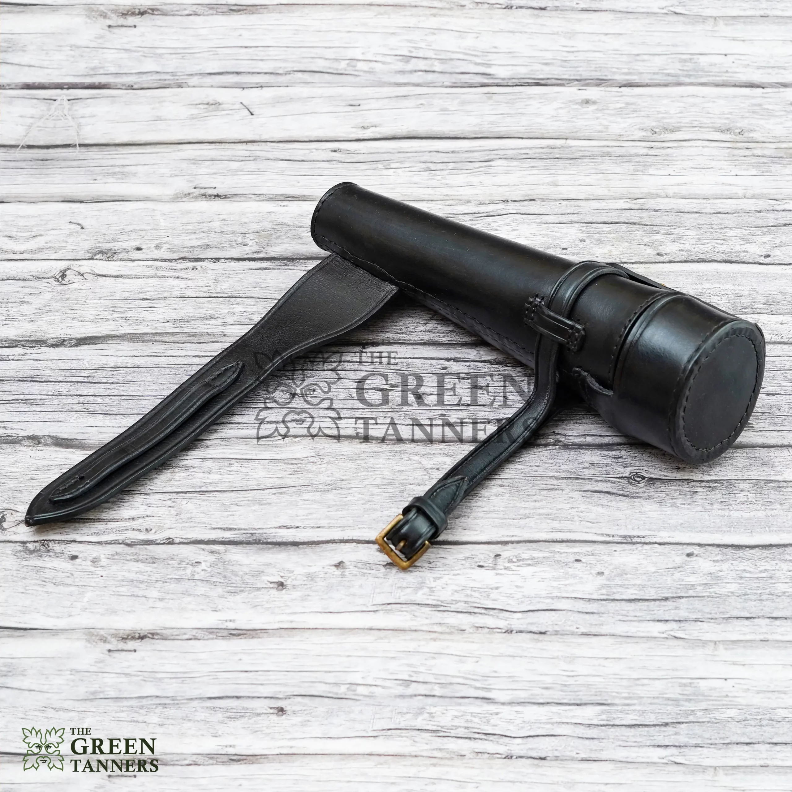 Fox Hunting Flask Case, Black Flask Case, Leather Flask case